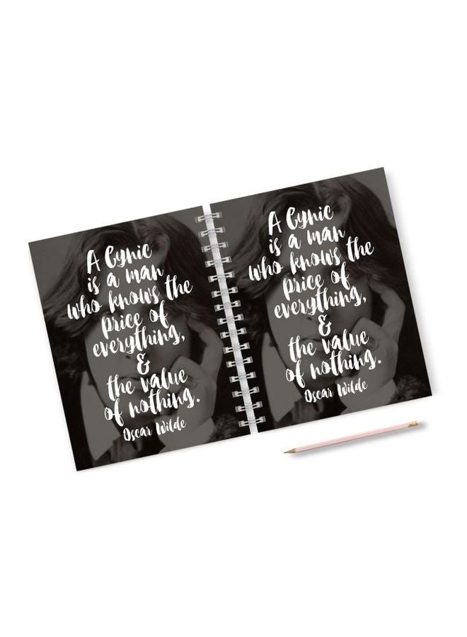 LOUD UNIVERSE - Oscar Wilde Quote Printed A5 Spiral Bound Notebook Black/White - Image 1