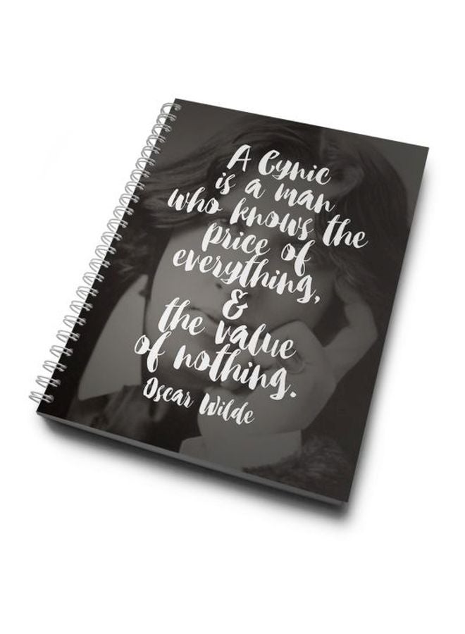 LOUD UNIVERSE - Oscar Wilde Quote Printed A5 Spiral Bound Notebook Black/White - Image 1