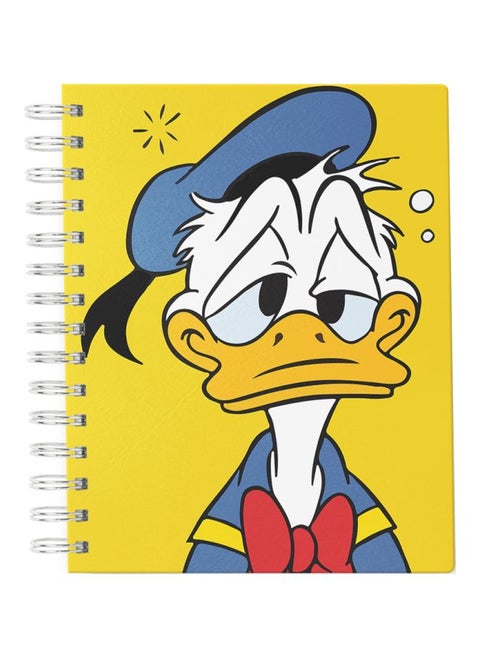 A5 Sad Donald Duck Printed Notebook Yellow/White/Blue