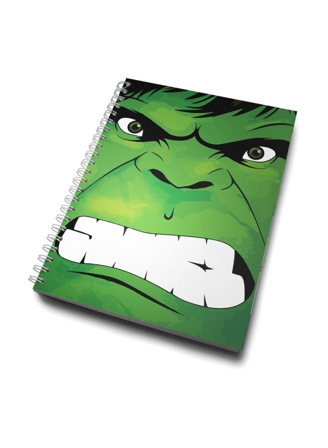 A5 Angry Hulk Face Printed Notebook Green/White/Black