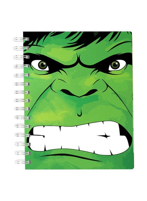 A5 Angry Hulk Face Printed Notebook Green/White/Black