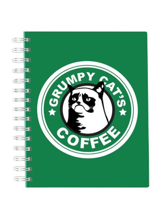 A5 Starbucks Cat Meme Grumpy Cat Printed Notebook Green/Black/White - v1576334803/N32409515A_1