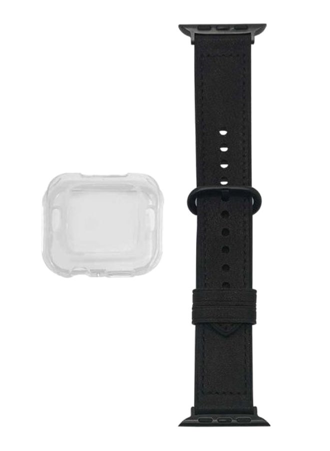 MARGOUN 2-Piece Replacement Band And Case For Apple Watch 44 mm Black/Clear - Image 2