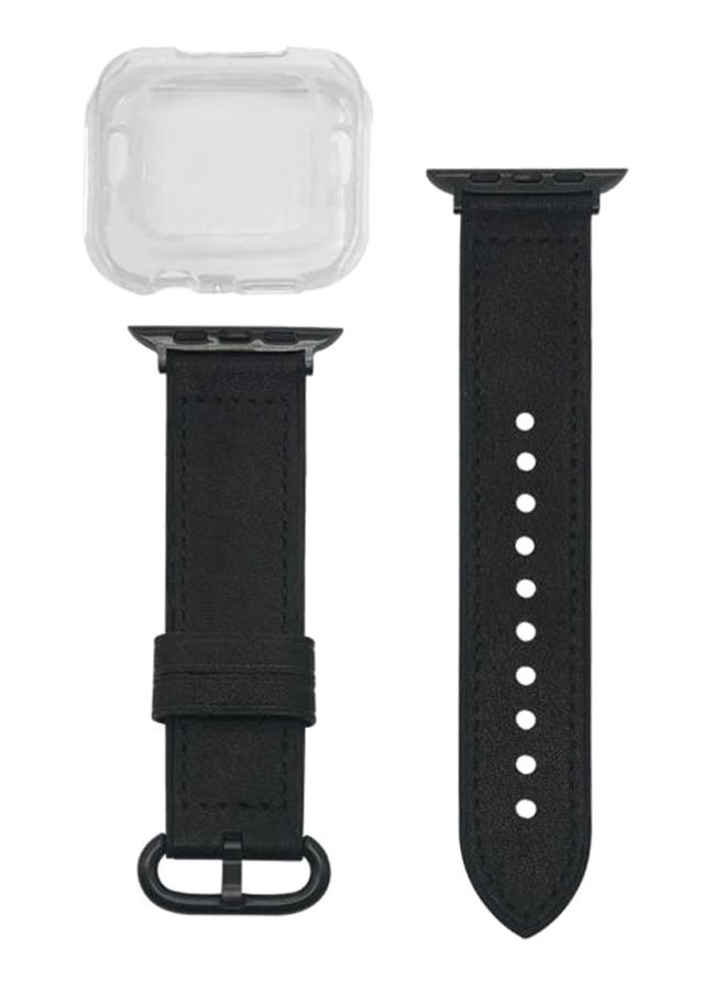 MARGOUN 2-Piece Replacement Band And Case For Apple Watch 44 mm Black/Clear - Image 1