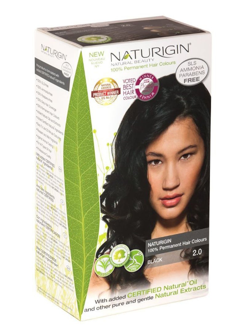 NATURIGIN - Natural Beauty Permanent Hair Colour 2.0 Black 115ml - Image 1