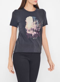 ONLY Acid Wash Graphic T-Shirt Charcoal Grey  - Image 1