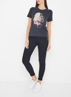ONLY Acid Wash Graphic T-Shirt Charcoal Grey  - Image 2