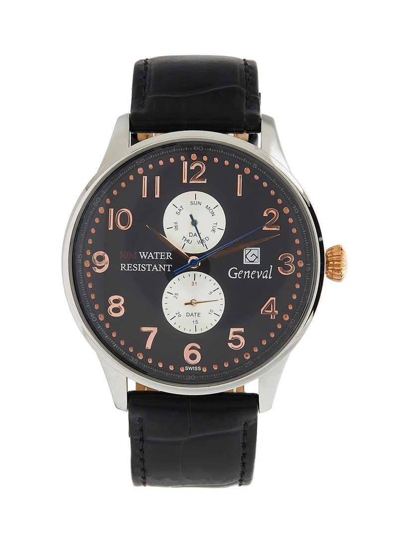 Geneval of Switzerland Men's Leather Analog Wrist Watch GL125CRBB - Image 1