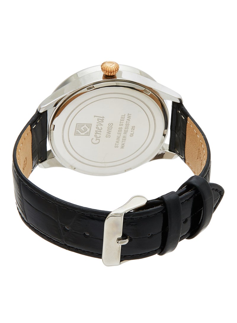 Geneval of Switzerland Men's Leather Analog Wrist Watch GL125CRBB - Image 3