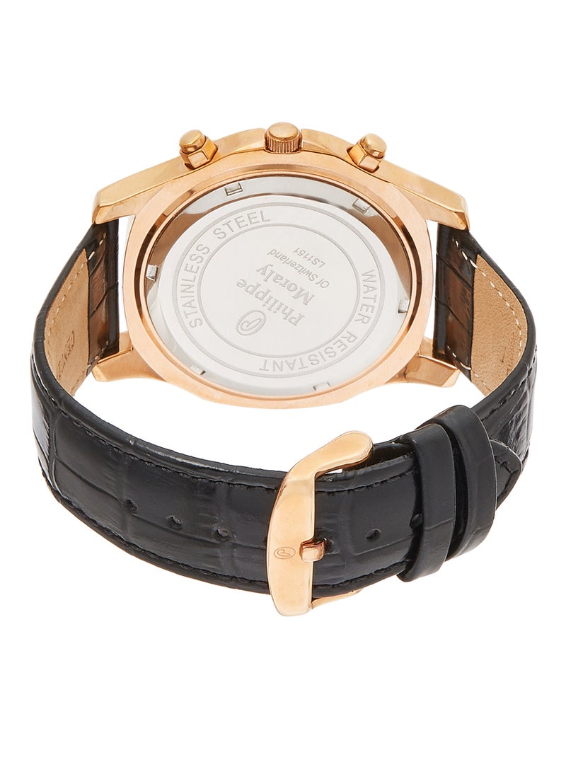 فيليب مورالي السويسرية ساعة يد بعقارب مع سوار من الجلد طراز LS1151RBB للرجال - Image 2