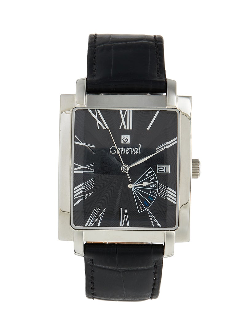جينيفال من سويسرا ساعة يد بعقارب وسوار مصنوع من الجلد طراز GL141WBB للرجال - Image 1