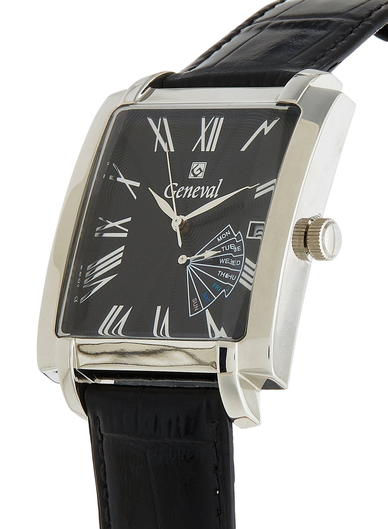 جينيفال من سويسرا ساعة يد بعقارب وسوار مصنوع من الجلد طراز GL141WBB للرجال - Image 2