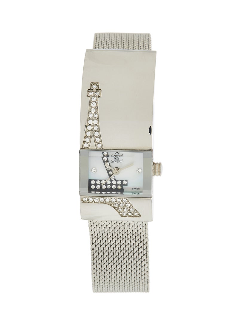 جينيفال من سويسرا ساعة يد طراز GLS124QWPW بعقارب وبسوار مزودة بسوار مصنوع من الستانلس ستيل للنساء - Image 1