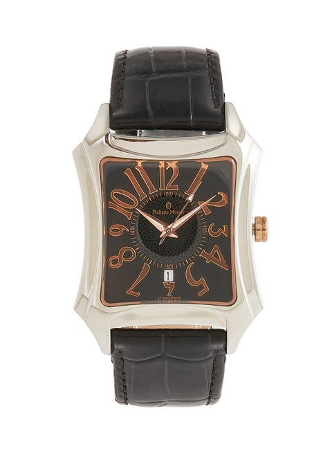 men Leather Analog Wrist Watch L1021CRBB