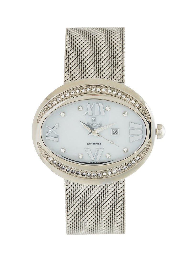 جينيفال من سويسرا ساعة يد ستانلس ستيل بعقارب وسوار طراز GLS132QWPW للنساء - Image 1