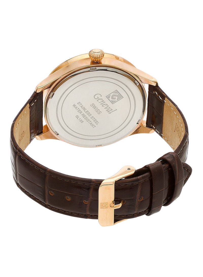 Geneval of Switzerland Men's Leather Analog Wrist Watch GL125CRWO  - Image 3
