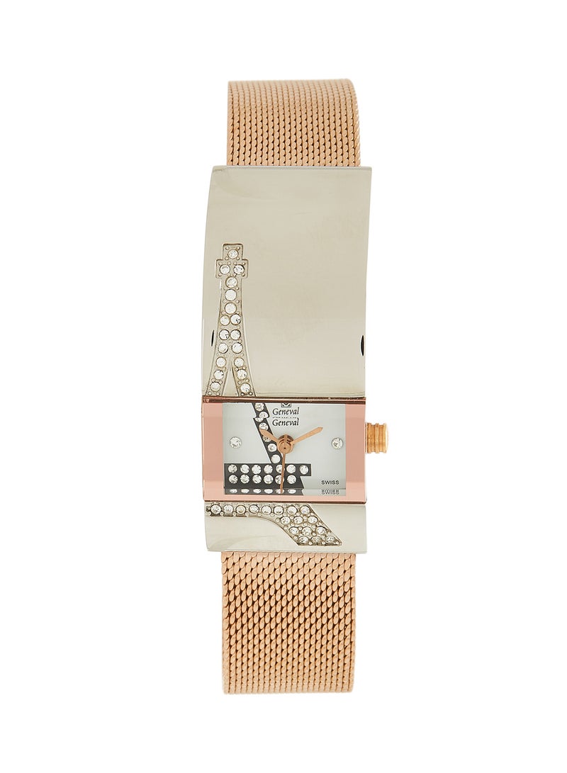 جينيفال من سويسرا ساعة يد ستانلس ستيل بعقارب طراز GLS124QCRW للنساء - Image 1