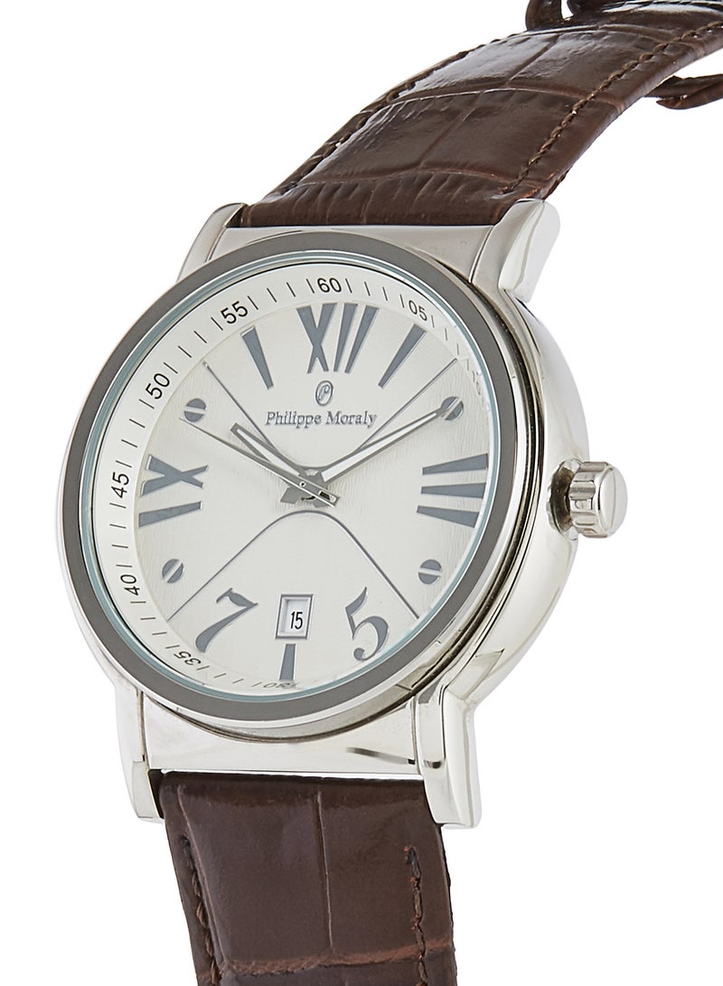 Philippe Moraly of Switzerland - Men's Leather Analog Wrist Watch L1153WWO - Image 1