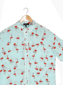 Juicy Couture Flamingo Printed Shirt Light Blue/Red  - Image 3