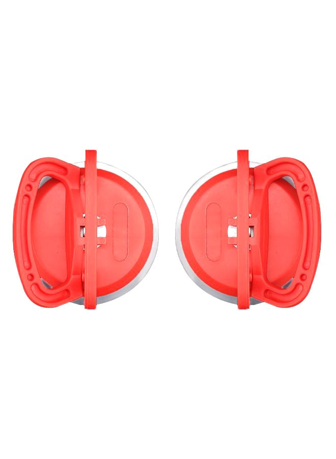 Pair Of Double Handle Tile Levelling Suction Cup Red/Silver 13X12X23cm