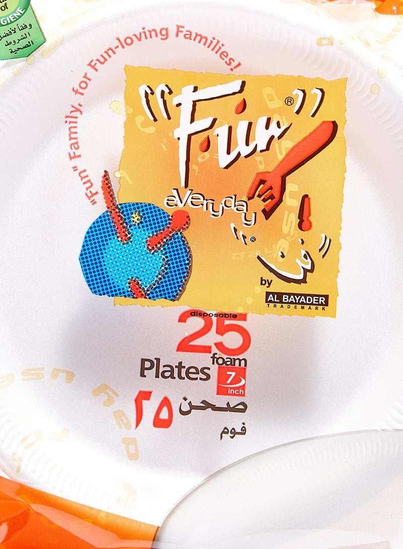 Fun 25 Piece Foam Plate White 7inch  - Image 2