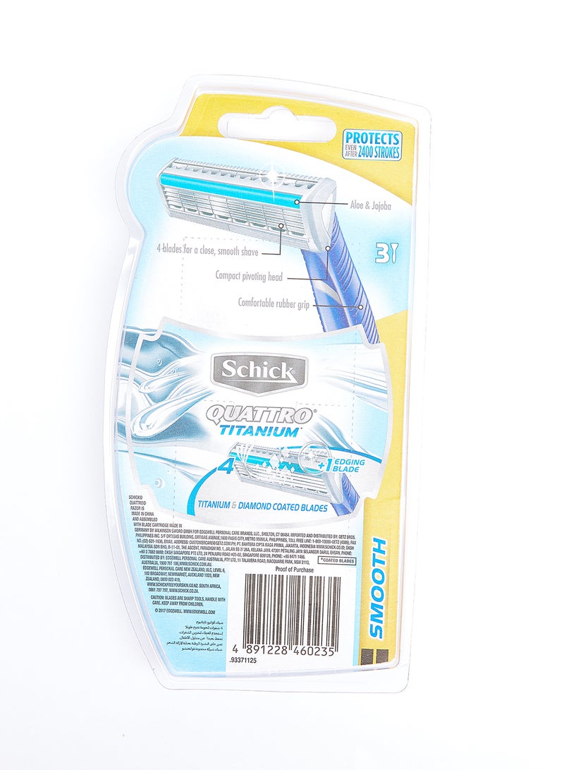 شيك مجموعة شفرات حلاقة كواترو تيتانيوم مع 4 أمواس مكونة من 3 قطع أزرق/رمادي - Image 2