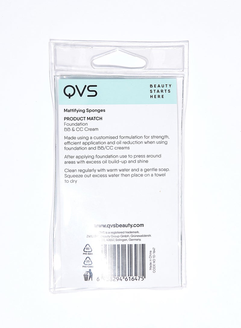 QVS 2-Piece Mattifying Sponge Set White 7.8x14.5x0.7cm  - Image 2