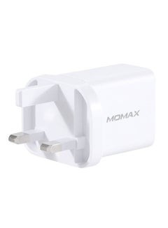 موماكس شاحن سريع UM13 بقابس بريطاني بقدرة 18 وات ومنفذ USB-C بتقنية PD + منفذ USB 3.0 أبيض  - Image 4