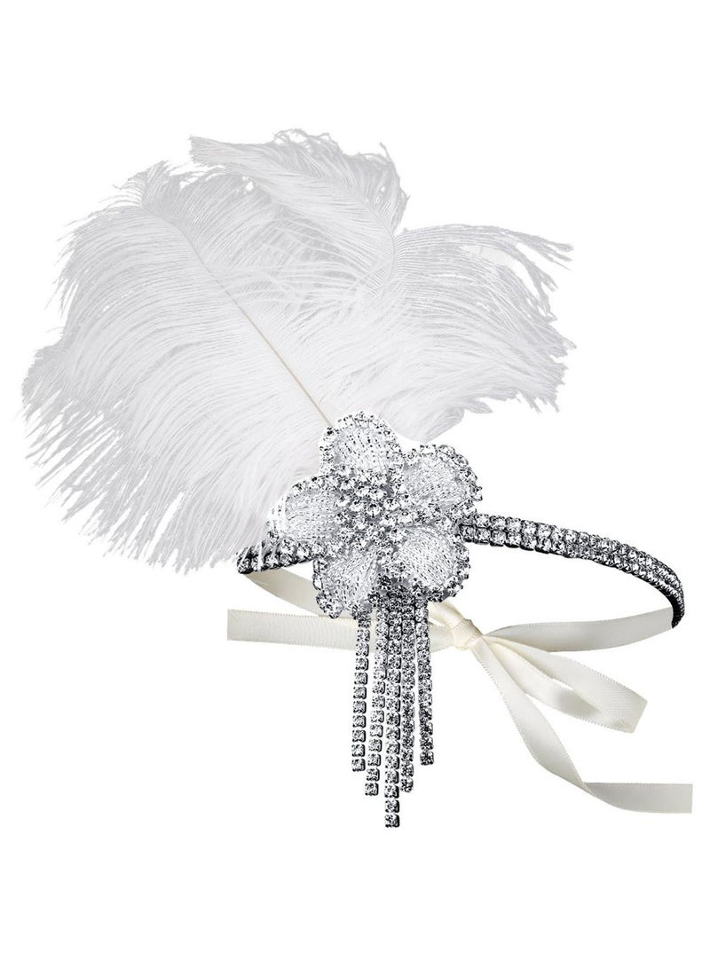 بيبيوند ربطة رأس بتصميم ريش فَرْخ أبيض/ شفاف - Image 1