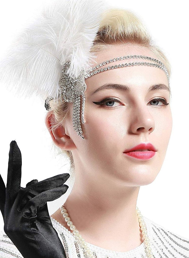 بيبيوند ربطة رأس بتصميم ريش فَرْخ أبيض/ شفاف - Image 2