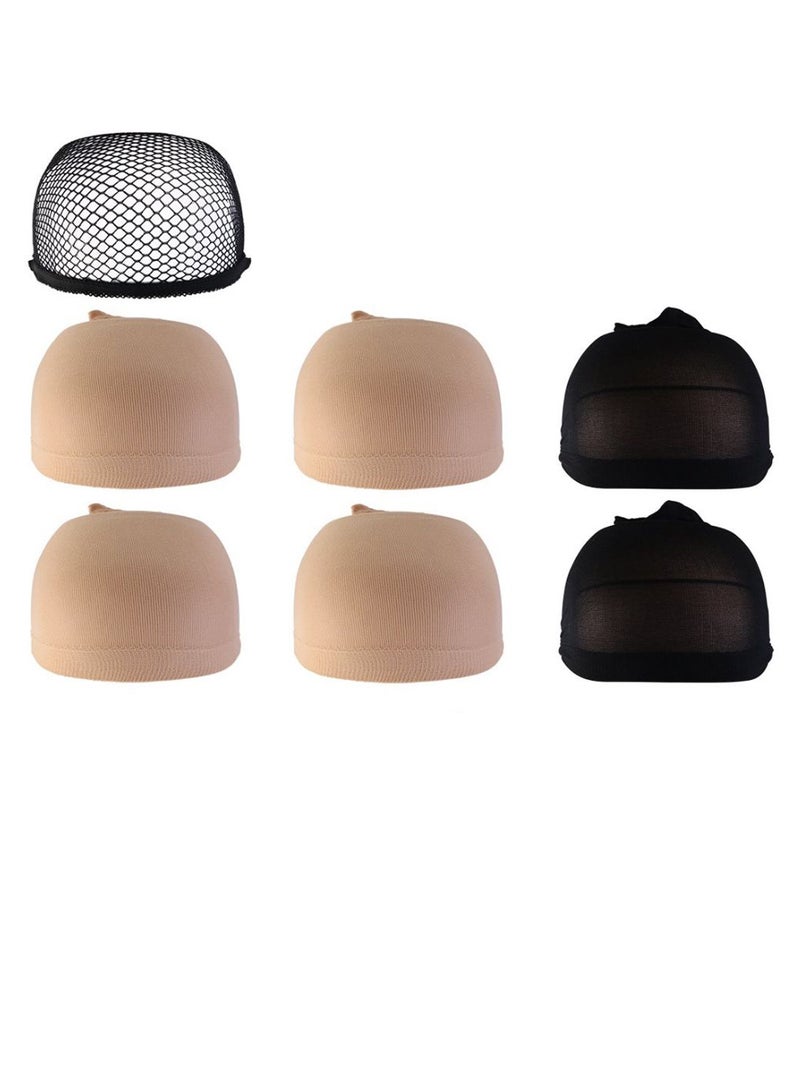 PIXNOR Pack Of 7 Wig Caps Beige/Black