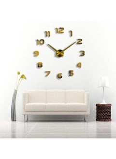 Timelike DIY 3D Acrylic Frameless Figure Decal Wall Clock Gold 14x10centimeter 