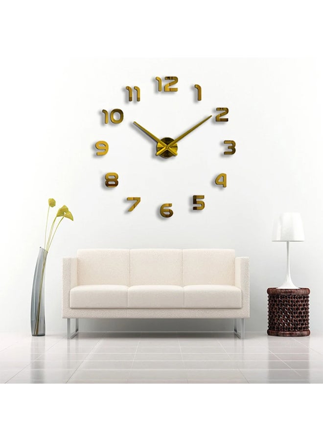 Timelike DIY 3D Acrylic Frameless Figure Decal Wall Clock Gold 14x10cm 