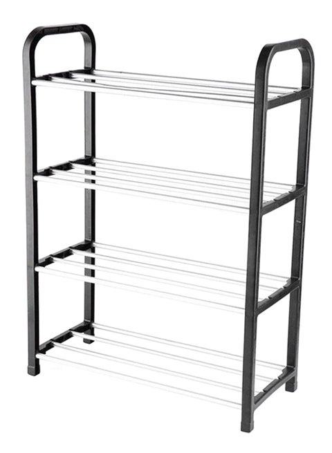 4 Layer Modern Shoe Rack Silver/Black 43X20X60cm