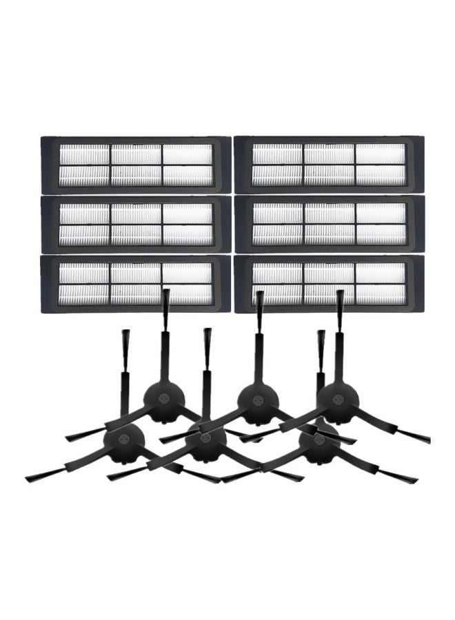 12-Piece Side Brushes HEPA Filter Household Cleaning Tool For Xiaomi Roborock Vacuum Cleaner XM-5 White/Black - Image 1