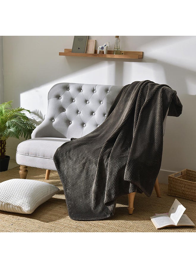 Soft Knitted Throw Bed Blanket Cotton Grey 200x230cm - Image 3
