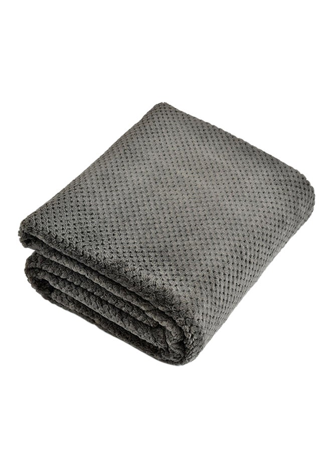 Soft Knitted Throw Bed Blanket Cotton Grey 200x230cm - Image 1
