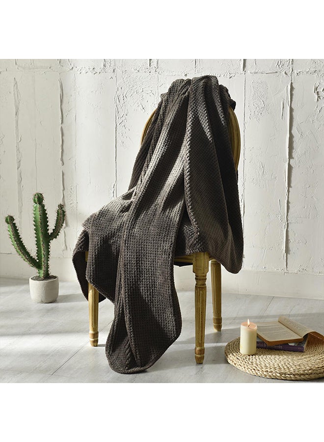 Soft Knitted Throw Bed Blanket Cotton Grey 200x230cm - Image 2