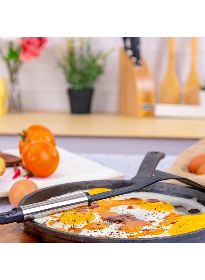 5Pieces Nylon Kitchen Tools Set Dishwasher Safe Premium Quality Food Grade Nylon Sturdy Handles With Ss Grip Heat Resistant Upto 210掳C 40O掳F Black With Silver Handle - v1576491801/N13337356A_10