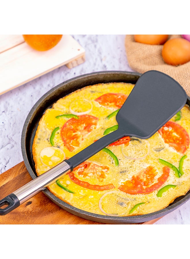 5Pieces Nylon Kitchen Tools Set Dishwasher Safe Premium Quality Food Grade Nylon Sturdy Handles With Ss Grip Heat Resistant Upto 210掳C 40O掳F Black With Silver Handle - v1576491837/N13337356A_14