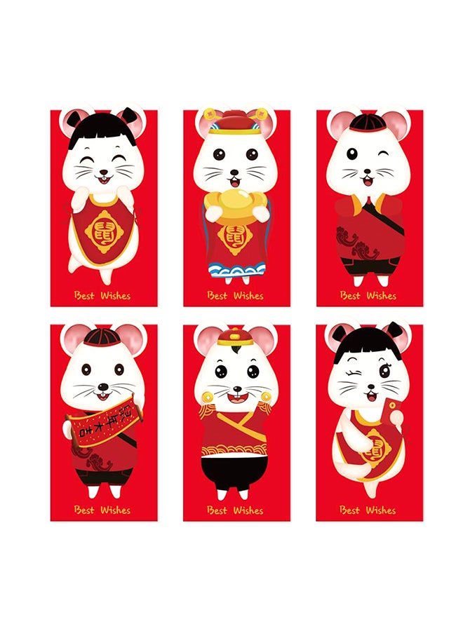 6-Piece 2020 Chinese Mouse Rat Envelopes Red - v1576493181/N32751549A_1