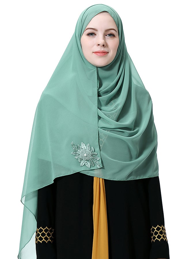 حجاب من قماش ناعم أخضر زيتوني - Image 2