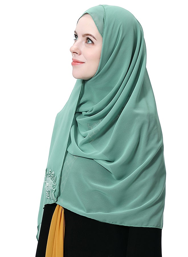 حجاب من قماش ناعم أخضر زيتوني - Image 4