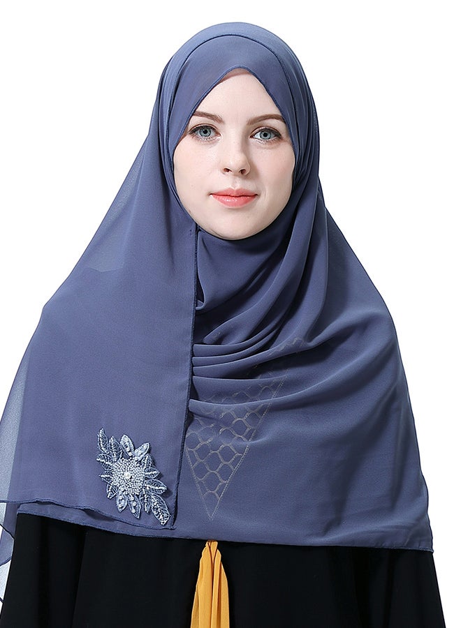 Soft Fabric Hijab Gray Blue - Image 2