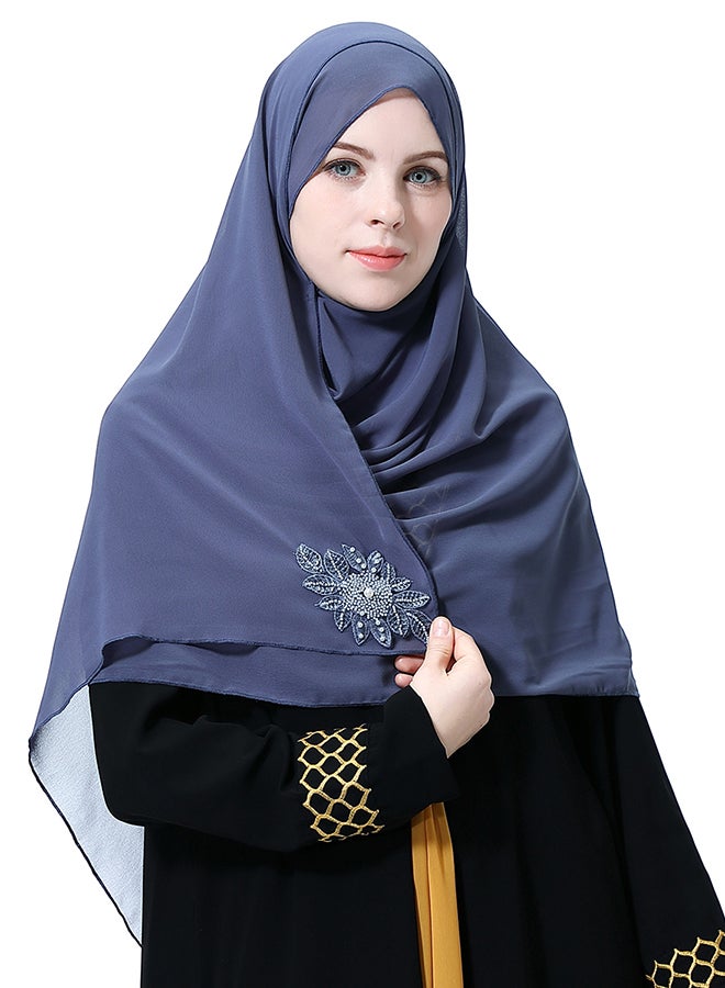 Soft Fabric Hijab Gray Blue - Image 4