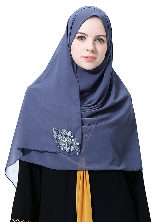 Soft Fabric Hijab Gray Blue - Image 5