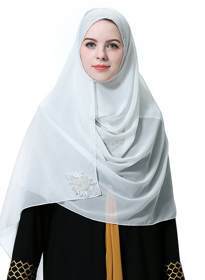 حجاب من قماش ناعم أبيض  - Image 2