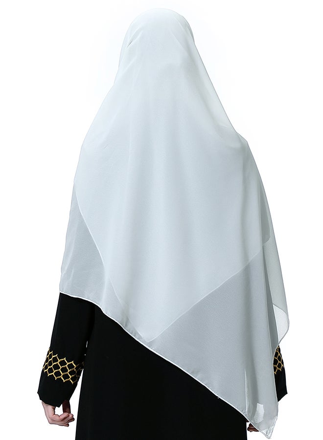 حجاب من قماش ناعم أبيض  - Image 3