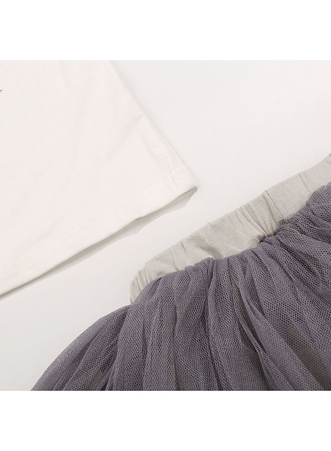 anabubu 2-Piece T-Shirt And Skirt Set White/Grey - Image 3