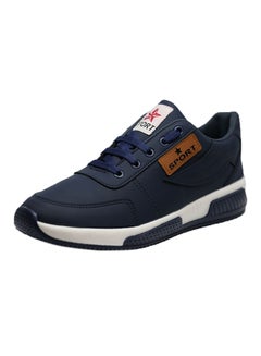 Combination Lace Up Low Top Sneakers Navy Blue